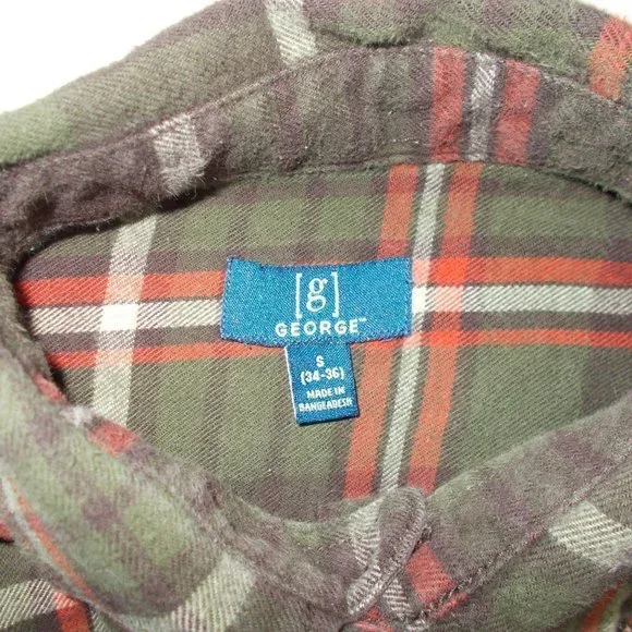 green/orange Men's Small Flannel Shirt - Picture 3 of 3